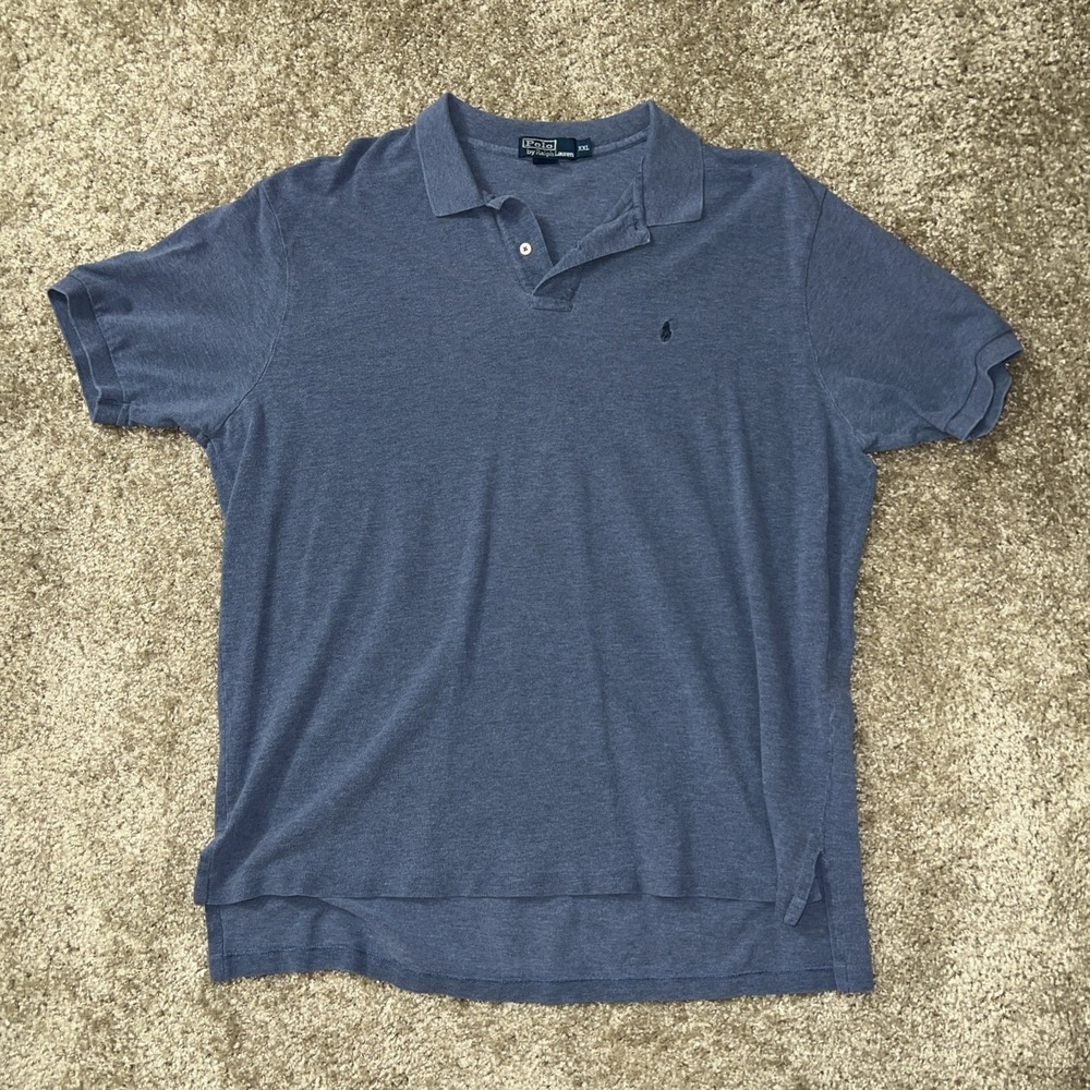 Polo Ralph Lauren Men's XXL Blue Short Sleeve Polo Shirt 100% Cotton Navy Pony